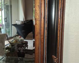 Ornate Black and Gilt Wood Frame Mirror 3'10x5'10