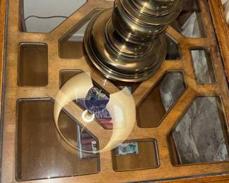 Vintage Carved Wood and Glass Top End Table