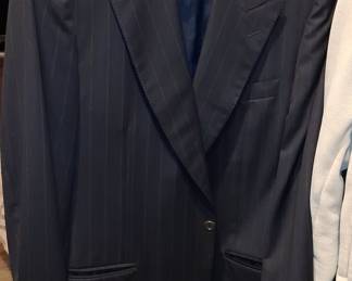 Men's Navy Pinstripe Wool Suit Jacket