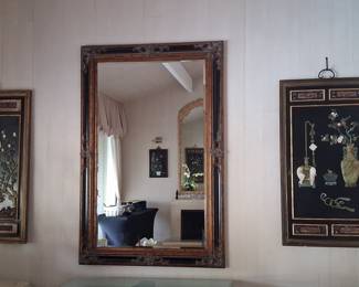 Chinoiserie Style Gilt Mirror with Mother-of-Pearl Inlaid Panels
