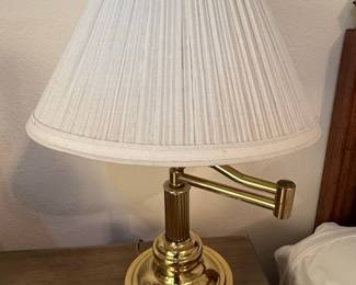 Vintage Stiffel Brass Swing Arm Table Lamp with Pleated Shade