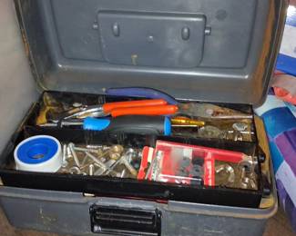 Plastic Toolbox with Assorted Hardware