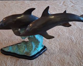 Bronze Dolphin Sculpture by L.F. Cole