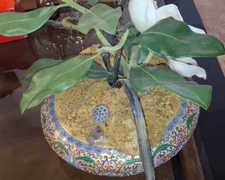 Magnolia Artificial Flower Arrangement in Cloisonné Vase