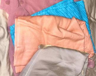 Lot of Four Scarves: Silk Blend, Textured, and Metallic Sheen