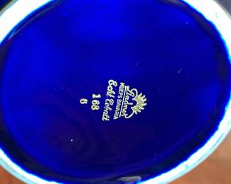 Lindner Kueps Bavaria Echt Cobalt Vase with Gold Lace Overlay