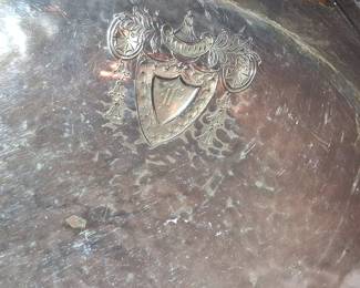 Octagonal Pedestal Bowl with Crest - Silver Plated