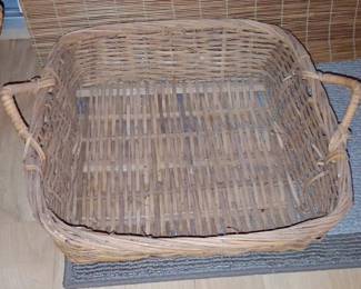 Vintage Wicker Gathering Basket with Handles