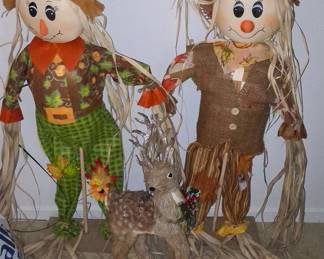 Large Decorative Scarecrow Figures with Fawn