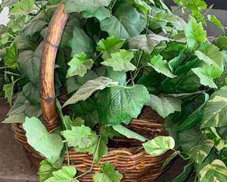 Woven Basket with Faux Ivy and Pothos Arrangement