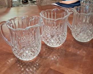 Set of 3 Cut Crystal Pitchers with Diamond and Starburst Patterns
