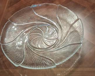 Cambridge Glass Caprice in Clear Swirl 3 Toed Decorative Modern Platter