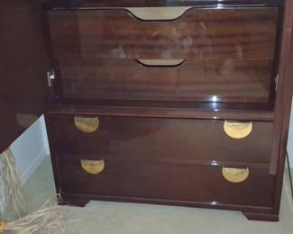 Mid-Century Modern High-Gloss Armoire with Drawers - Asian Style