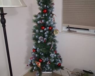 Frosted Alpine Artificial Christmas Tree with Ornaments