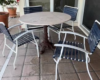 Vintage Aluminum Patio Set with Round Table and Four Chairs by Homecrest