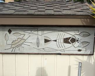 Mid-Century Modern Ceramic Relief Wall Plaque with Marine Life Motif by Jacques Pouchain
