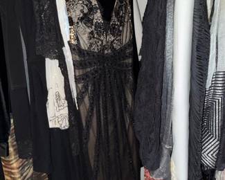 Mandalay Black Lace and Sequin Embellished Evening Dress