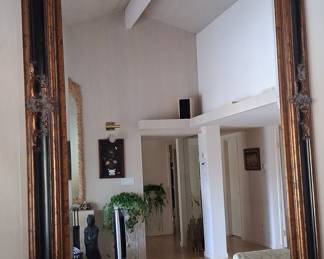 Ornate Black and Gilt Wood Frame Mirror 3'10x5'10