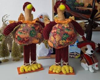 Thanksgiving Turkey Couple Plush Decorations (Set of 2)