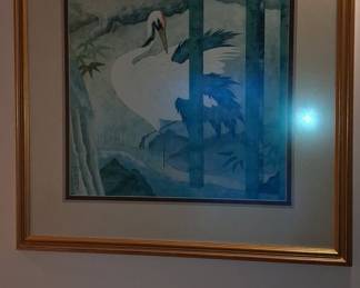 Red-crowned Crane Painting with Bamboo by Ohno Bakufu