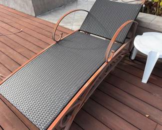Wicker and Metal Chaise Lounge