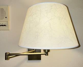 Adjustable Swing Arm Wall Lamp with Linen Shade
