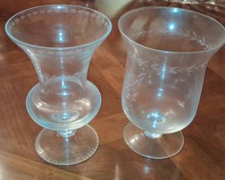 Princess House Heritage Etched Glass Vases
