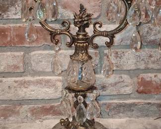 Pair of French Gilt Bronze and Crystal Candelabra