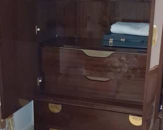 Mid-Century Modern High-Gloss Armoire with Drawers - Asian Style