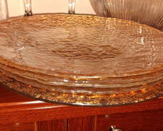 IVV Glacier Ice Glass Charger Plate with Gold Leaf Inclusions