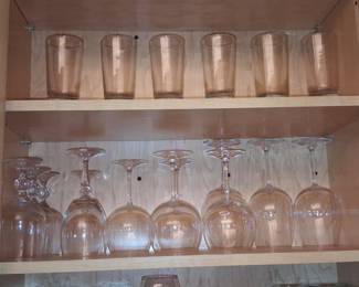 Pink Depression Glass Tumblers and Goblets Set
