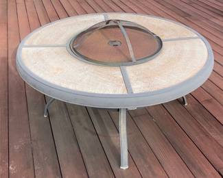 Round Mosaic Tile Metal Fire Pit Table