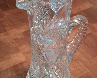 American Brilliant Period Cut Crystal Pitcher