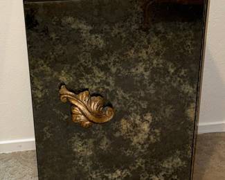 Mirrored Side Table with Ornate Pull
