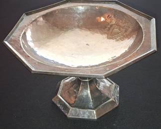 Octagonal Pedestal Bowl with Crest - Silver Plated