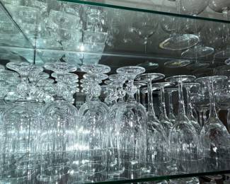 Set of 7 Lenox Sea Swirl Wine Glasses with Etched Floral Design