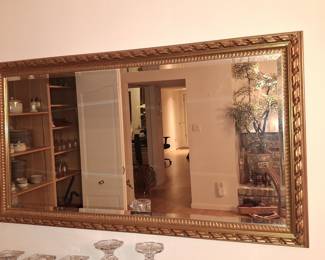 Ornate Giltwood Mirror with Rope Twist and Geometric Motif size 2'4" x 4'5"