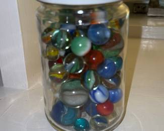 Vintage Glass Marbles in Ball Mason Jar