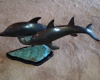 Bronze Dolphin Sculpture by L.F. Cole