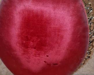 Ornate Gilt Oval Vanity Mirror Tray with Red Velvet Backing
