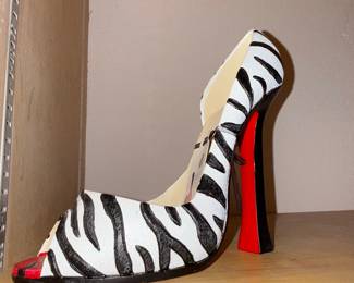 Zebra Print High Heel Shoe Wine Caddy