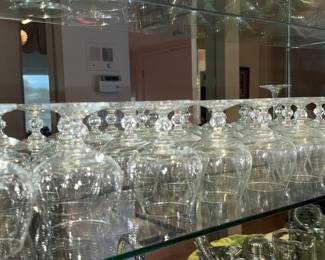 Crystal Wine Glasses with Faceted Stems