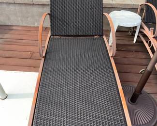 Wicker and Metal Chaise Lounge with Scrollwork