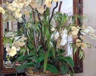 Imari Style Porcelain Planter with Orchid Arrangement