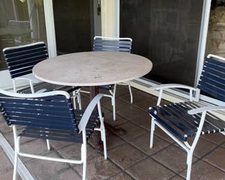 Vintage Aluminum Patio Set with Round Table and Four Chairs by Homecrest