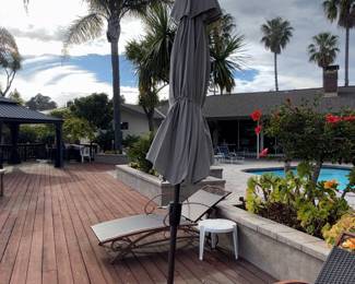 Gray Market Patio Umbrella with Base