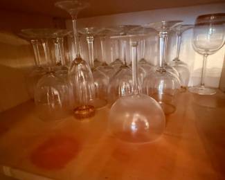 Set of 12 Crystal Wine Glasses with Gold Rim and Frosted Detail
