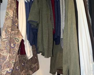 Men's Assorted Sweaters, Paisley Shirt, and White Dress Shirt