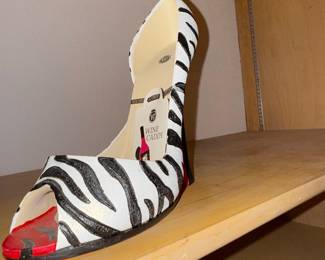 Zebra Print High Heel Shoe Wine Caddy
