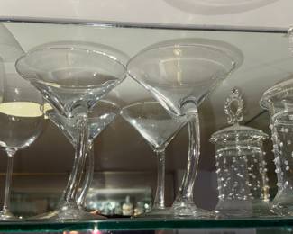 Set of 4 Libbey Bravura Curved Stem Martini Glasses